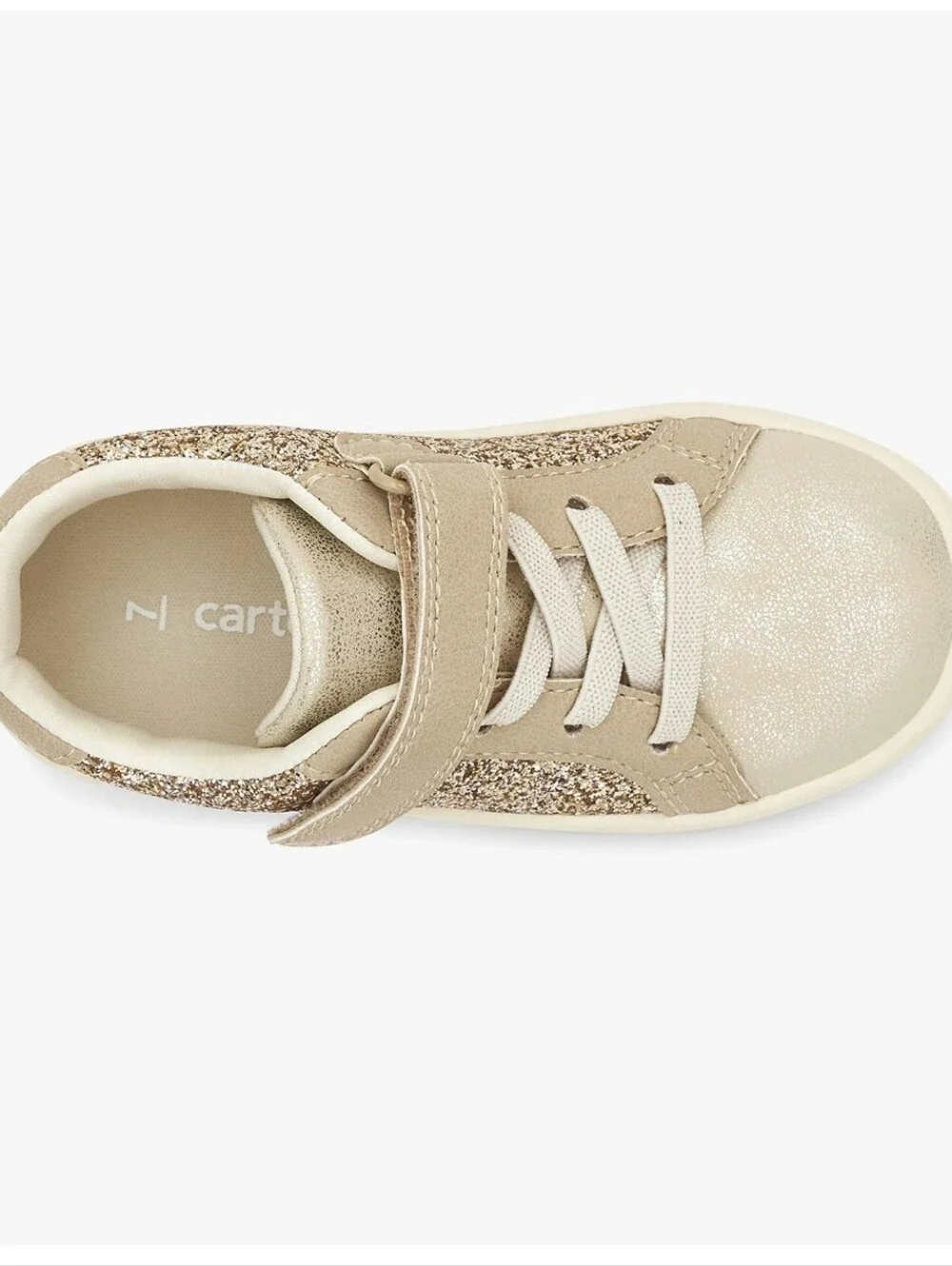 Carter's Girls Glitter Lace-Up Sneaker in Gold and Cream Size 12